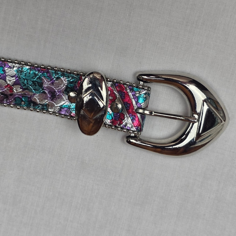 Motion East Western Paisley Belt Women ML Multicolor Metallic Made in USA - Picture 2 of 5